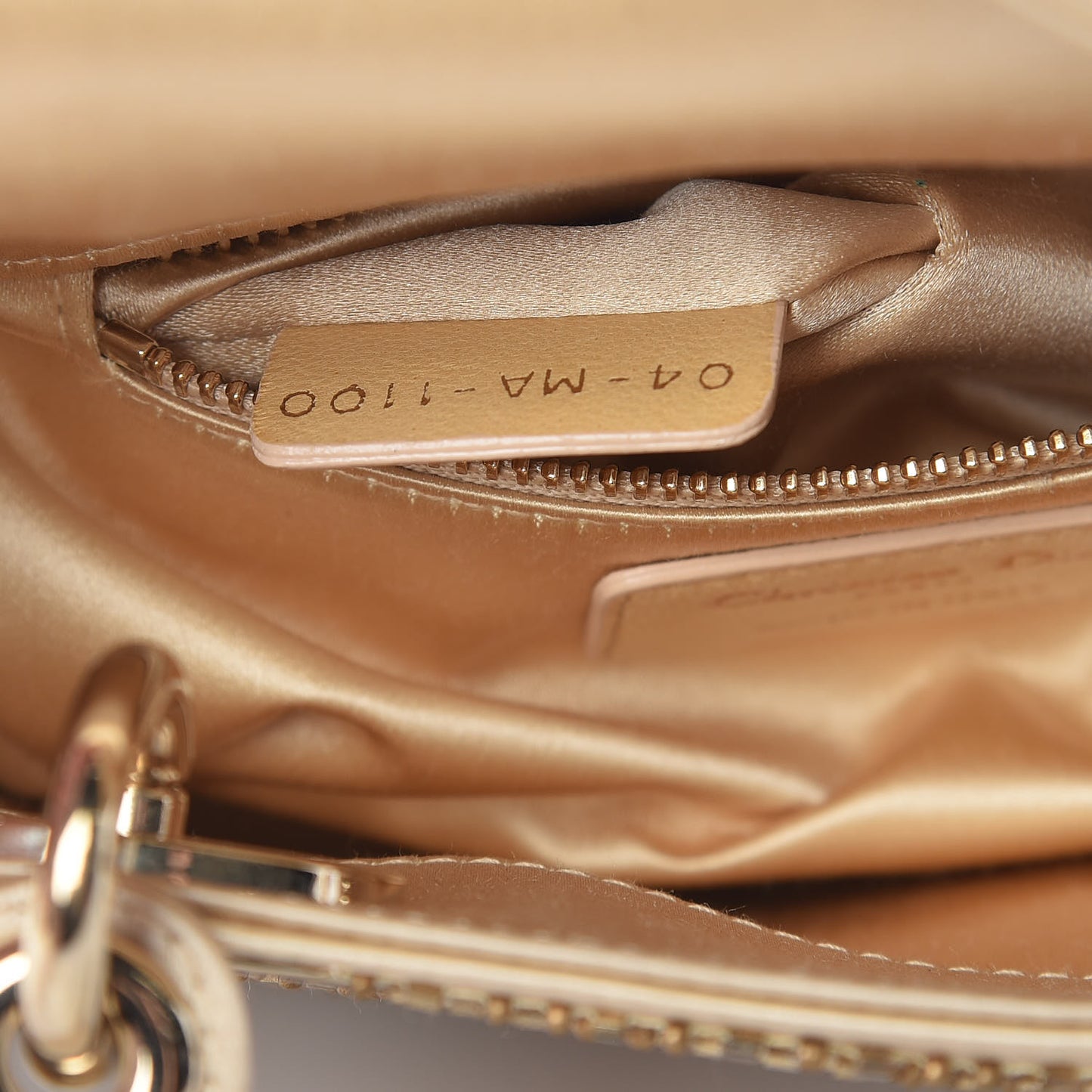 Satin Beaded Mini Lady Dior Gold