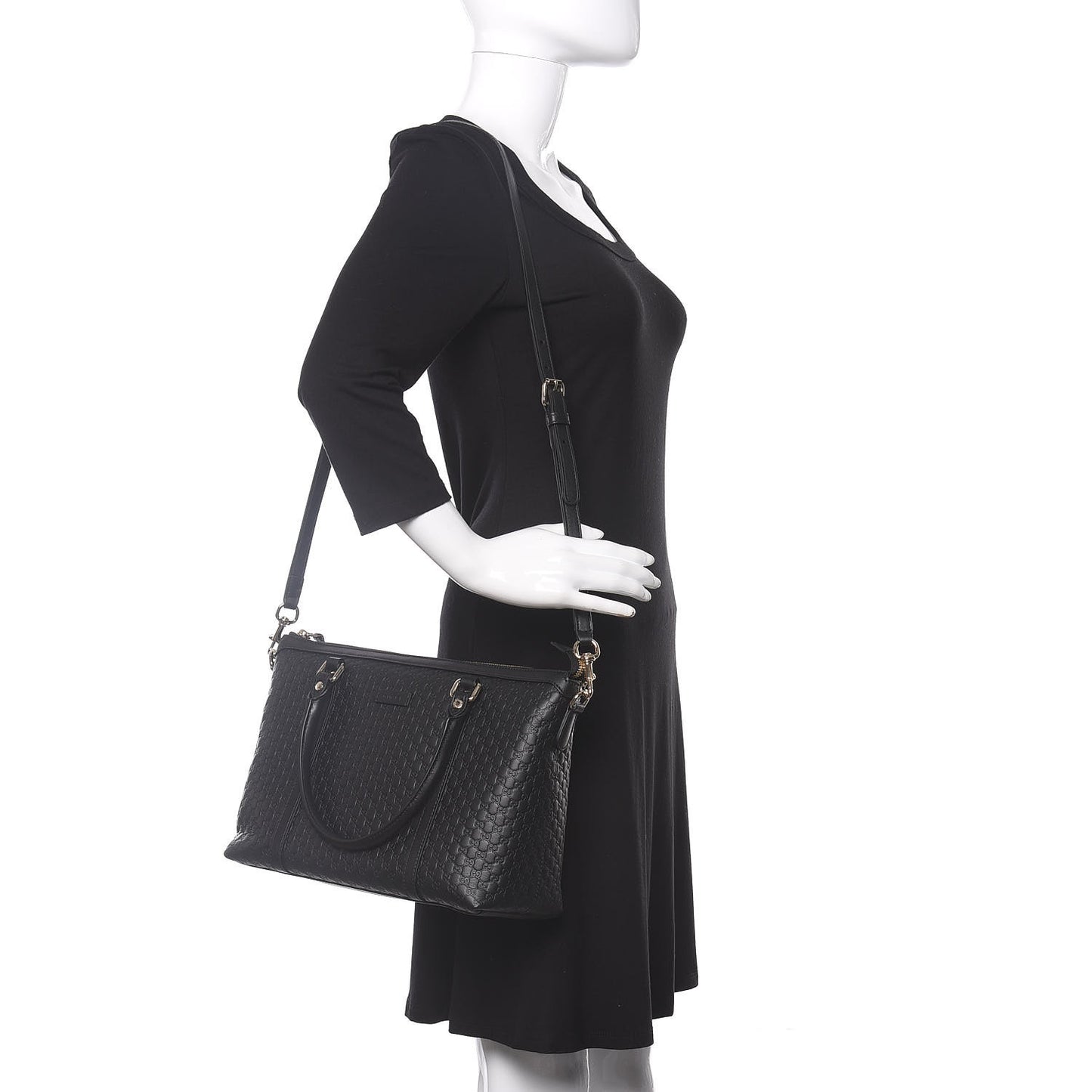 Soft Microguccissima Small Zippered Satchel Black