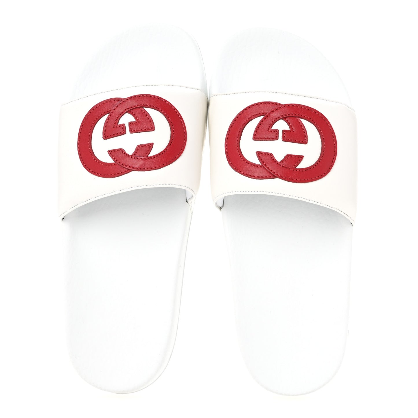 Nappa Miro Soft Calfskin Womens Interlocking G Slide Sandals 39 Great White Hibiscus Red
