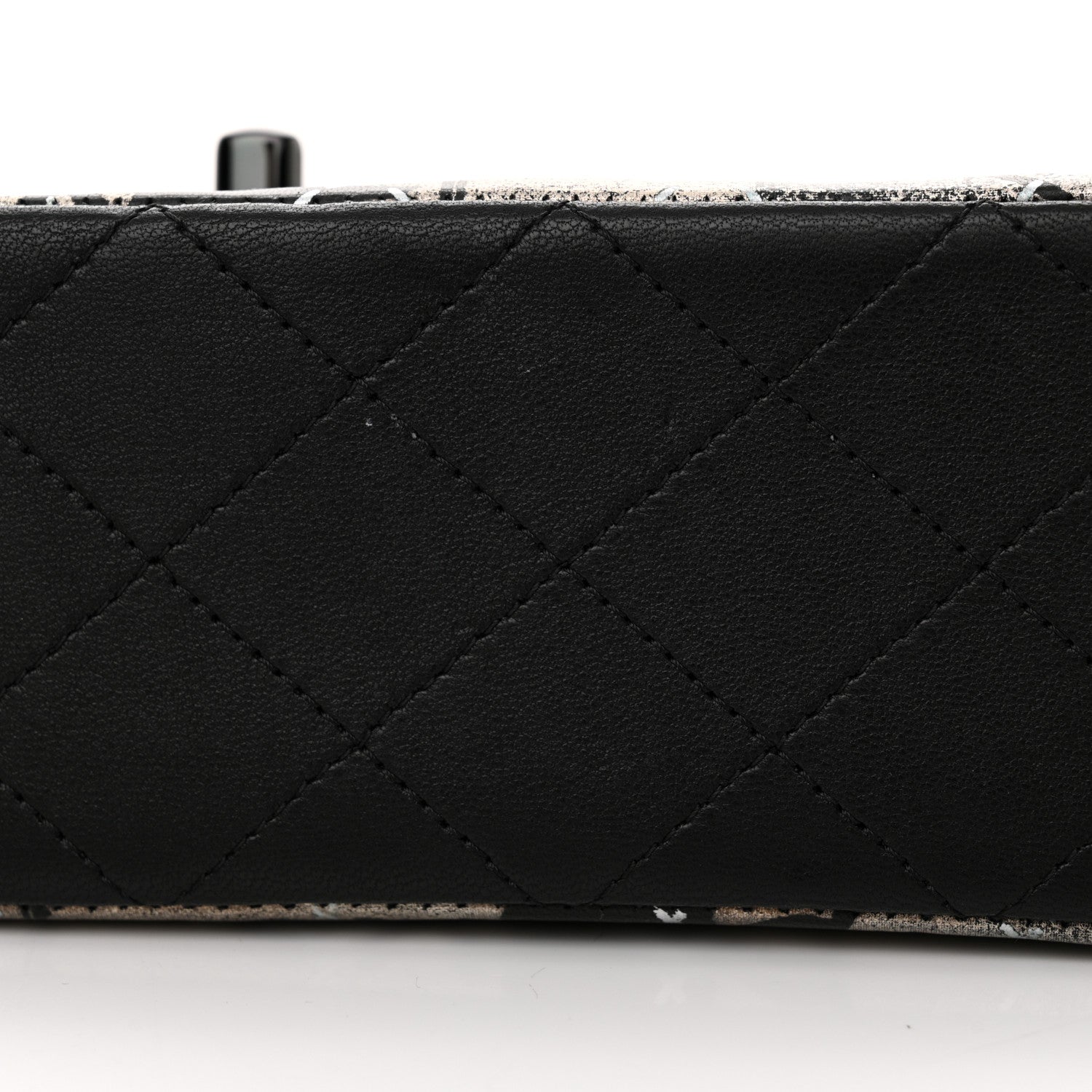 Chanel Metallic Lambskin Painted Feministe Newsprint Medium Double Flap So Black 14 of 14