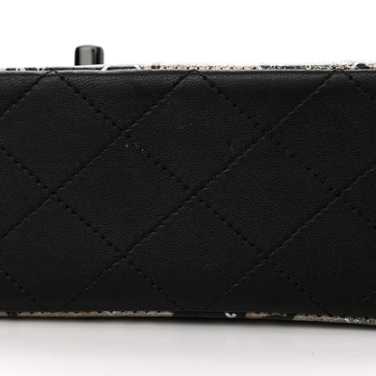 Chanel Metallic Lambskin Painted Feministe Newsprint Medium Double Flap So Black 14 of 14