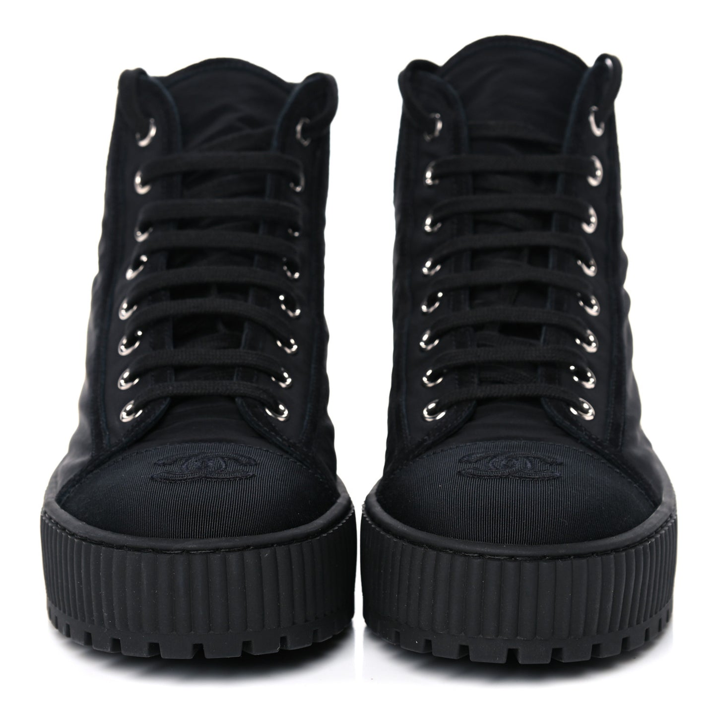 Fabric Suede Kidskin Grosgrain Lace Up Cap Toe Sneakers 38.5 Black White