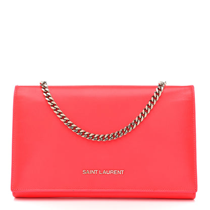 Saint Laurent Grain de Poudre Classic Letters Chain Wallet Fuchsia 1 of 14