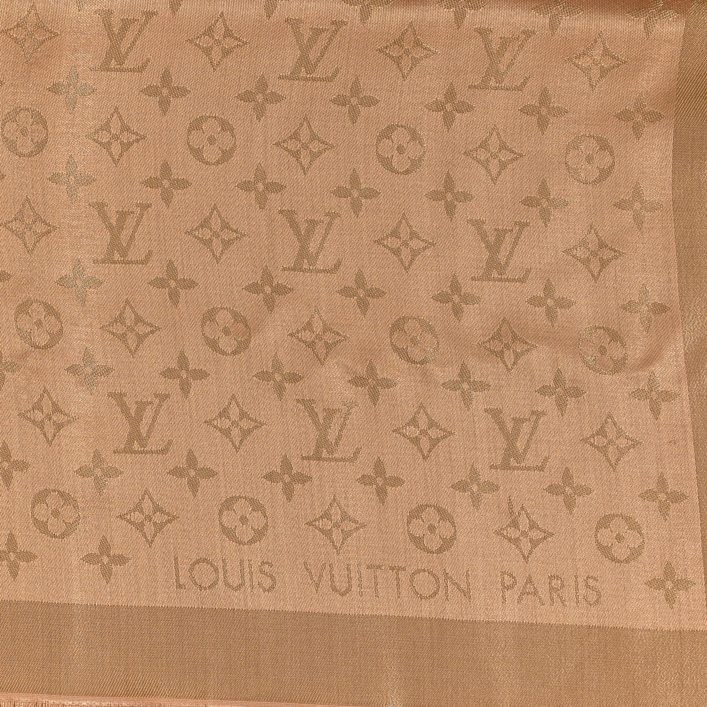 Silk Wool Monogram Shine Shawl Caramel