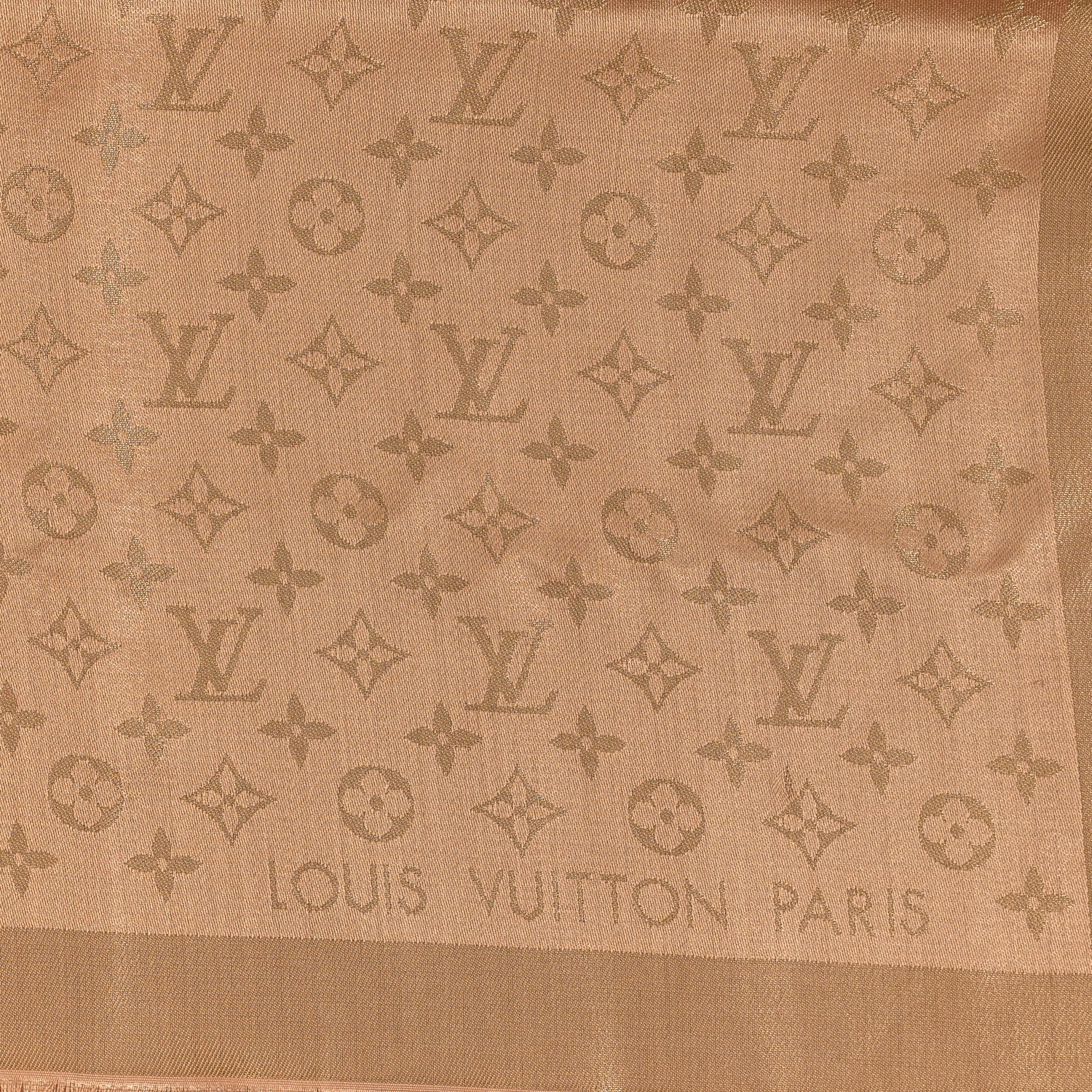 Louis Vuitton Silk Wool Monogram Shine Shawl Caramel 2 of 3