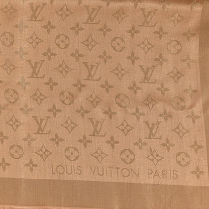 Louis Vuitton Silk Wool Monogram Shine Shawl Caramel 2 of 3