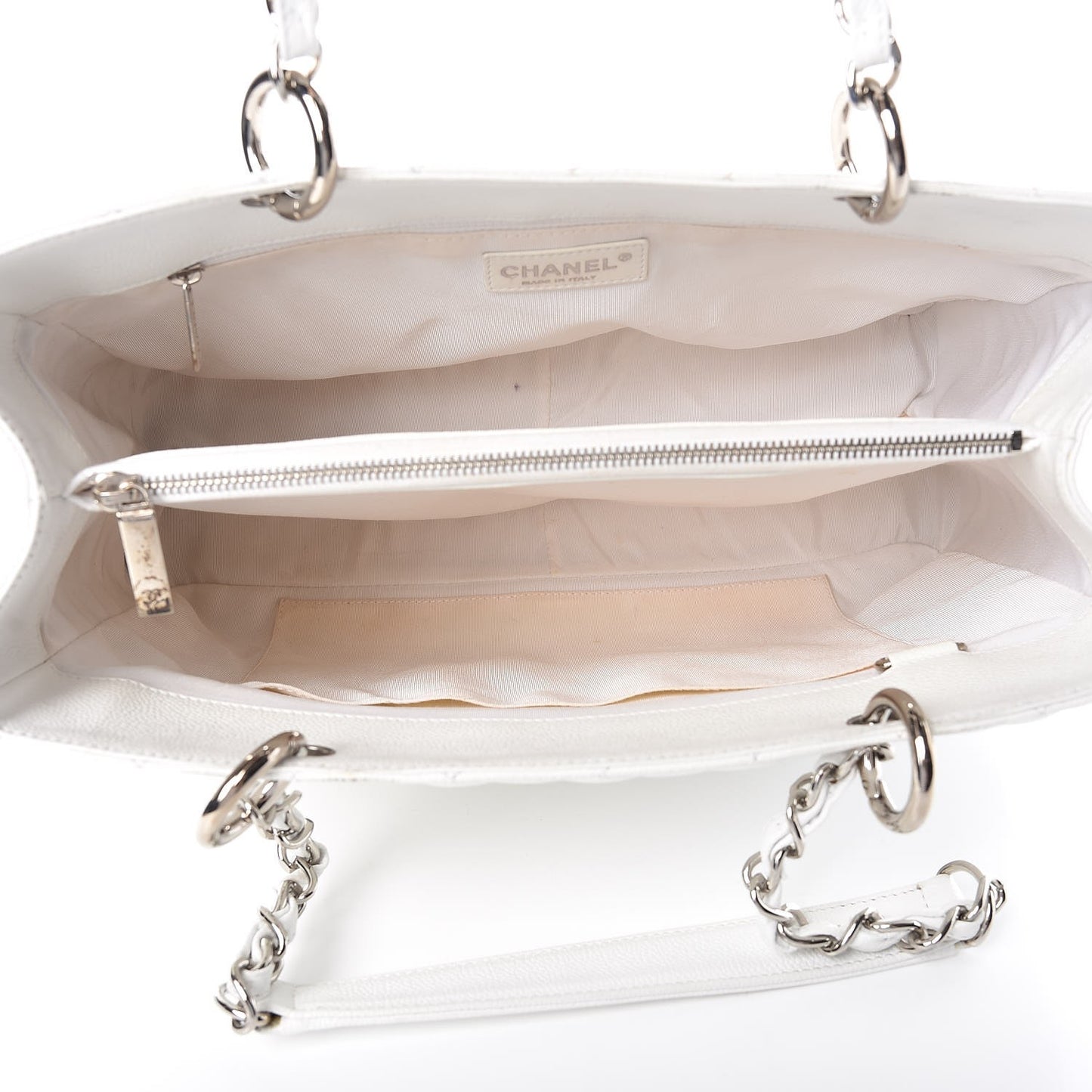Caviar Quilted Grand Shopping Tote GST White