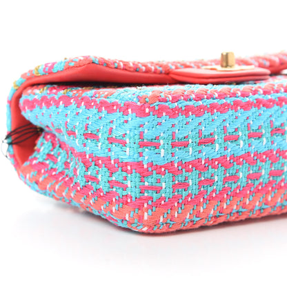 Chanel Cotton Mixed Fibers Woven Mini Rectangular Flap Red Fuchsia Blue 9 of 12