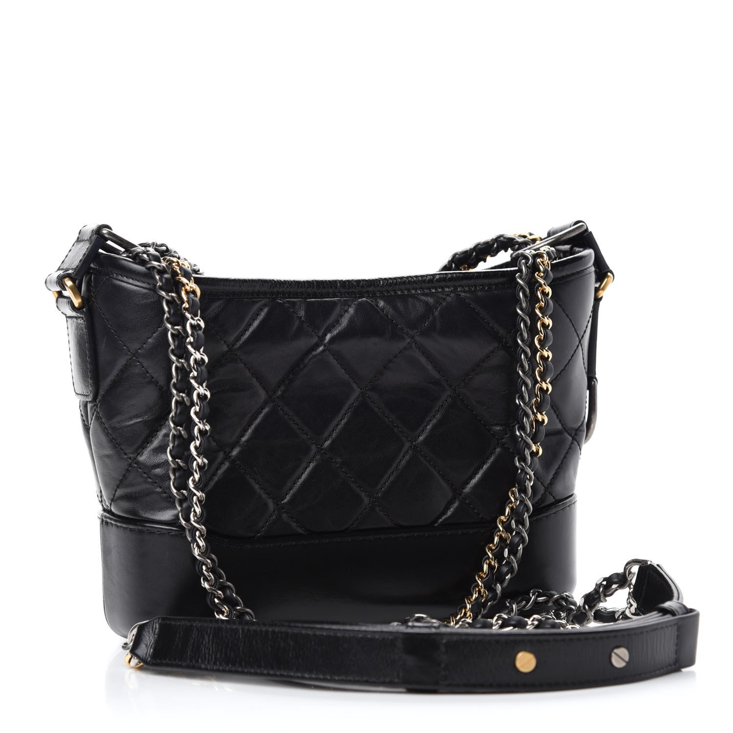 Chanel Aged Calfskin Quilted Small Gabrielle Hobo Black 3 of 10