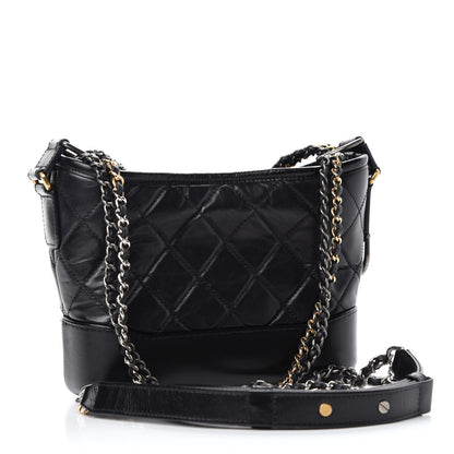 Chanel Aged Calfskin Quilted Small Gabrielle Hobo Black 3 of 10