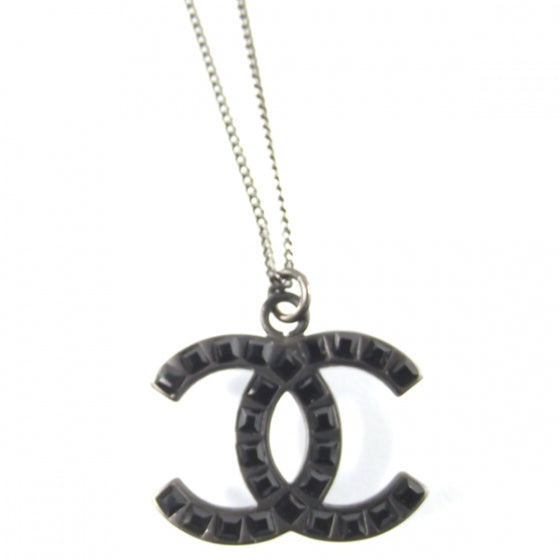 Chanel All Black Studded CC Necklace 2 of 5