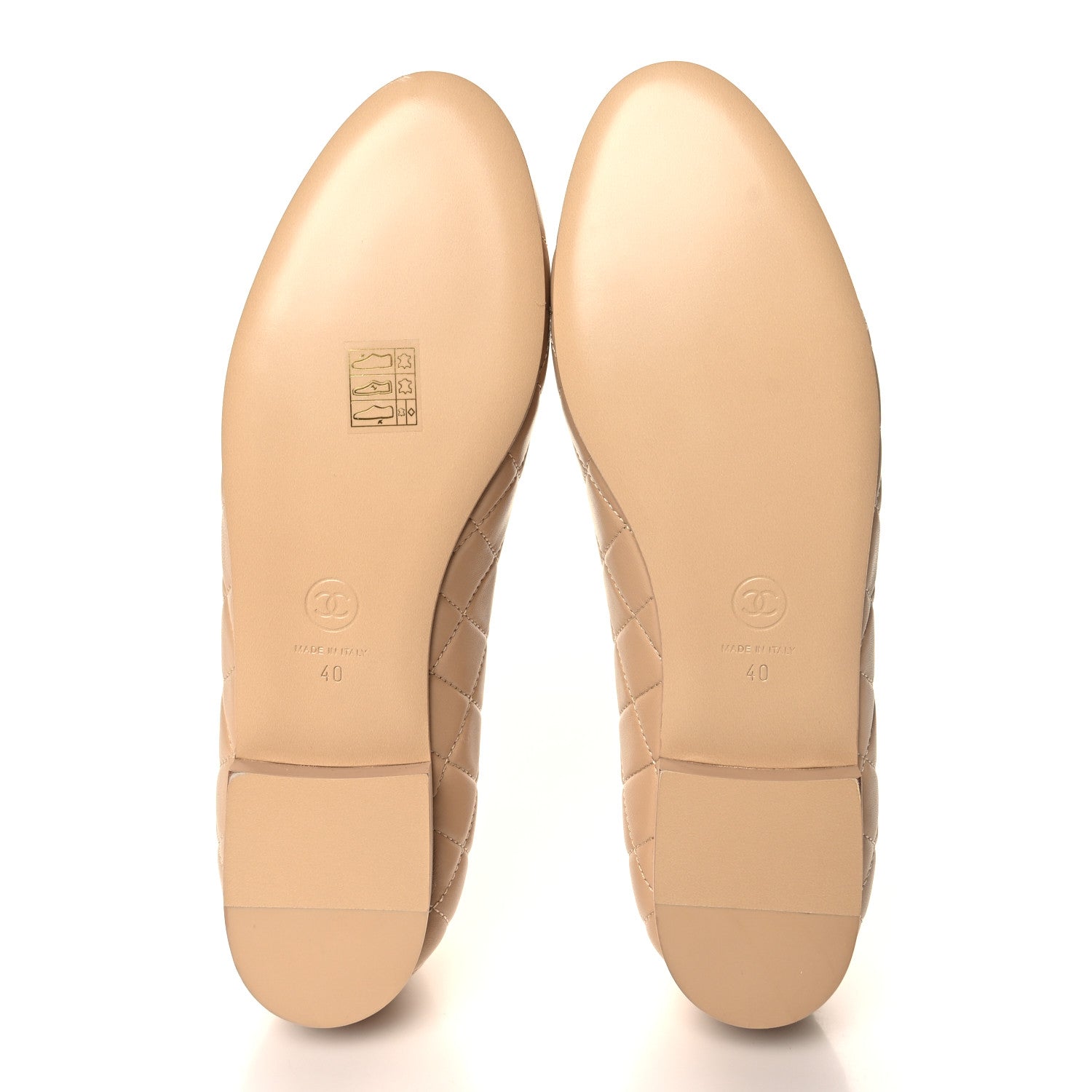 Chanel Lambskin Quilted CC Ballerina Flats 40 Light Beige 6 of 10