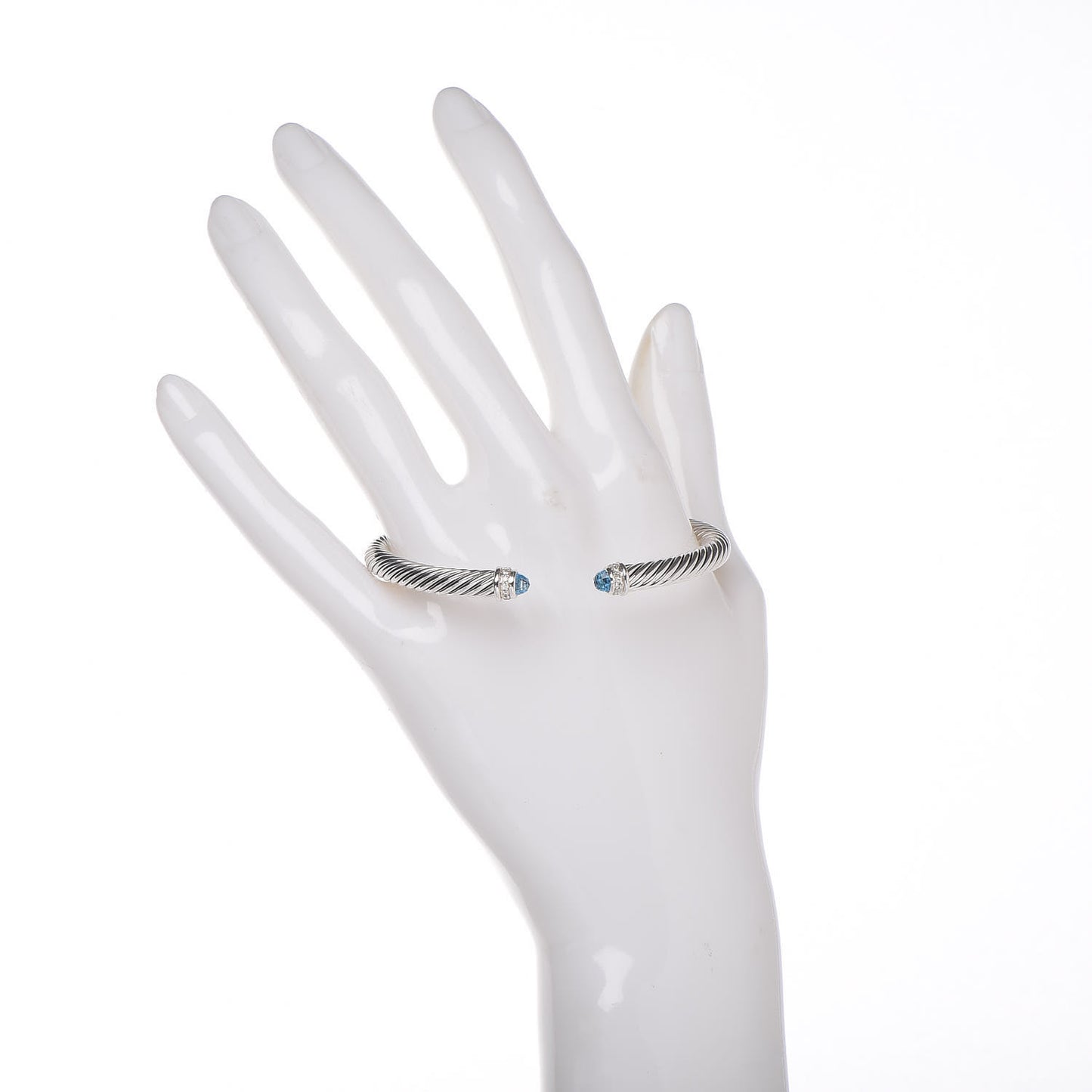 Sterling Silver Diamond Blue Topaz 5mm Cable Classics Bracelet
