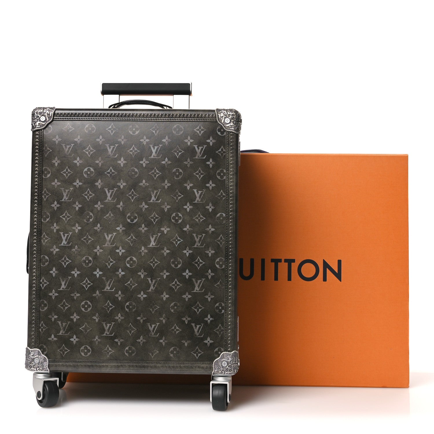 Louis Vuitton Brushed Monogram Rolling Trunk Black 10 of 10
