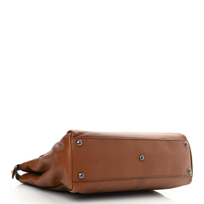 Fendi Goatskin Zucca Medium Peekaboo Iconic Satchel Cuoio Tobacco Moro 3 of 12