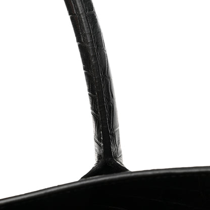 Saint Laurent Calfskin Crocodile Embossed Small Supple Sac de Jour Black 18 of 21