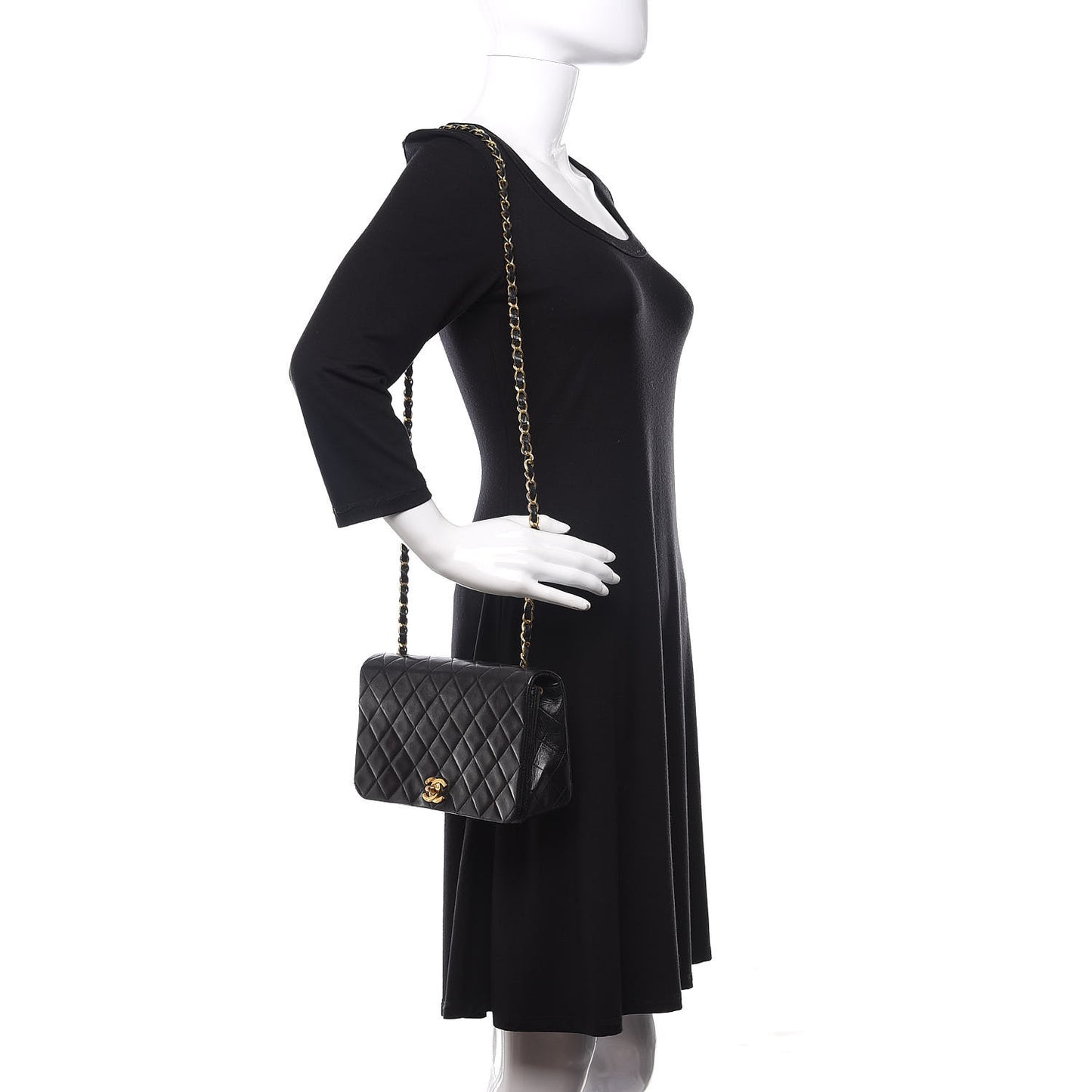 Lambskin Quilted Small Single Flap Black