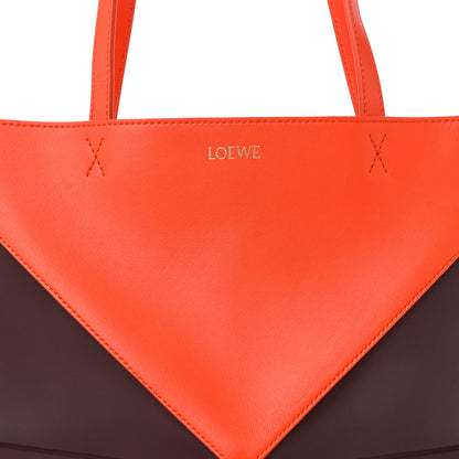 Loewe Shiny Calfskin Medium Puzzle Fold Tote Burgundy Orange 8 of 10