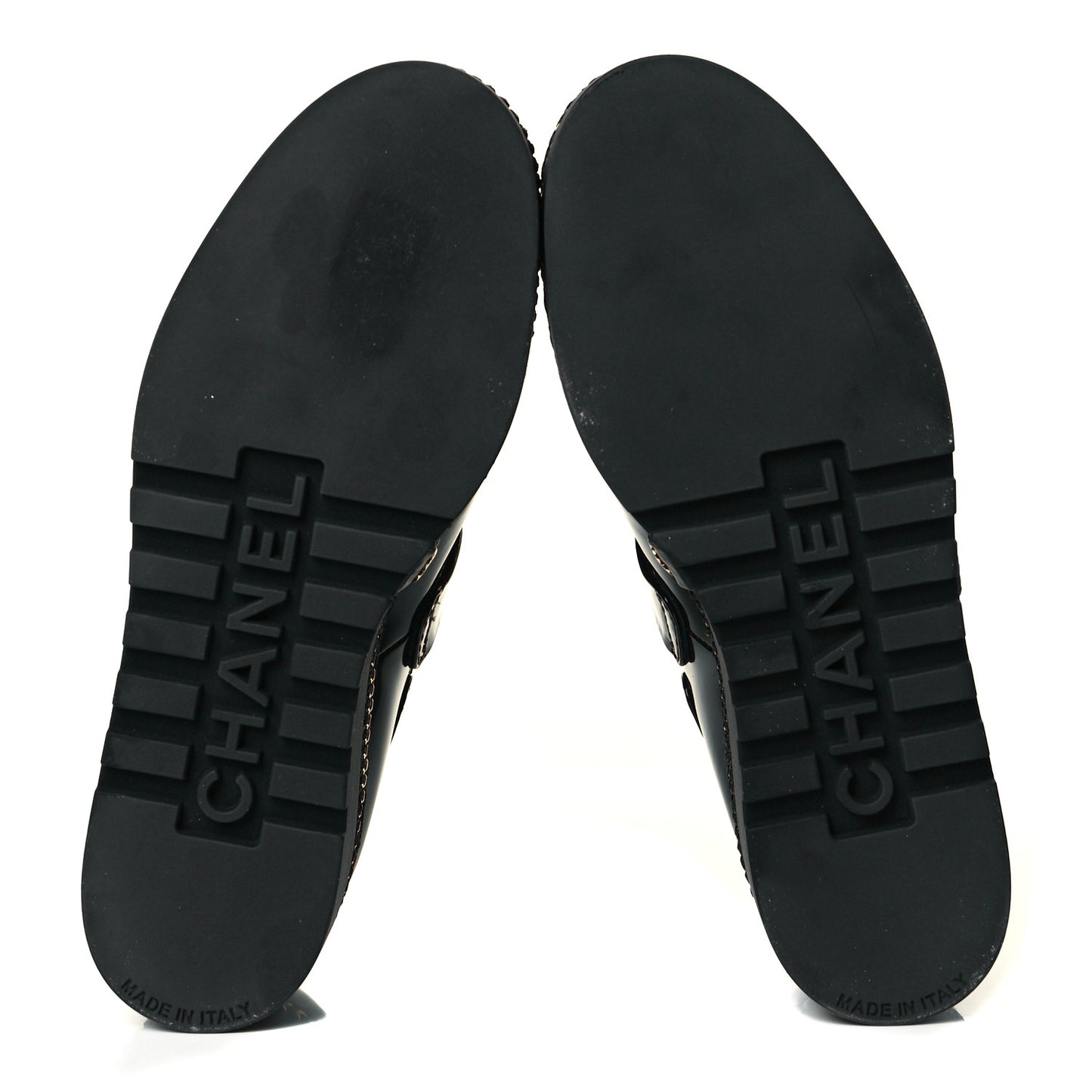 Shiny Calfskin Lace Up Platform Loafers 39 Black