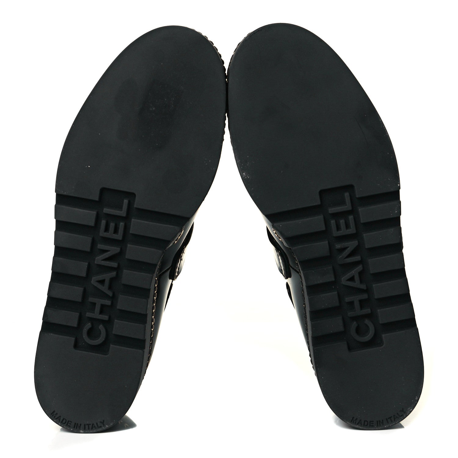 Chanel Shiny Calfskin Lace Up Platform Loafers 39 Black 6 of 8
