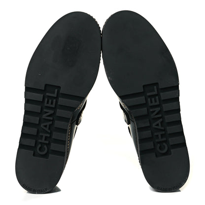 Chanel Shiny Calfskin Lace Up Platform Loafers 39 Black 6 of 8