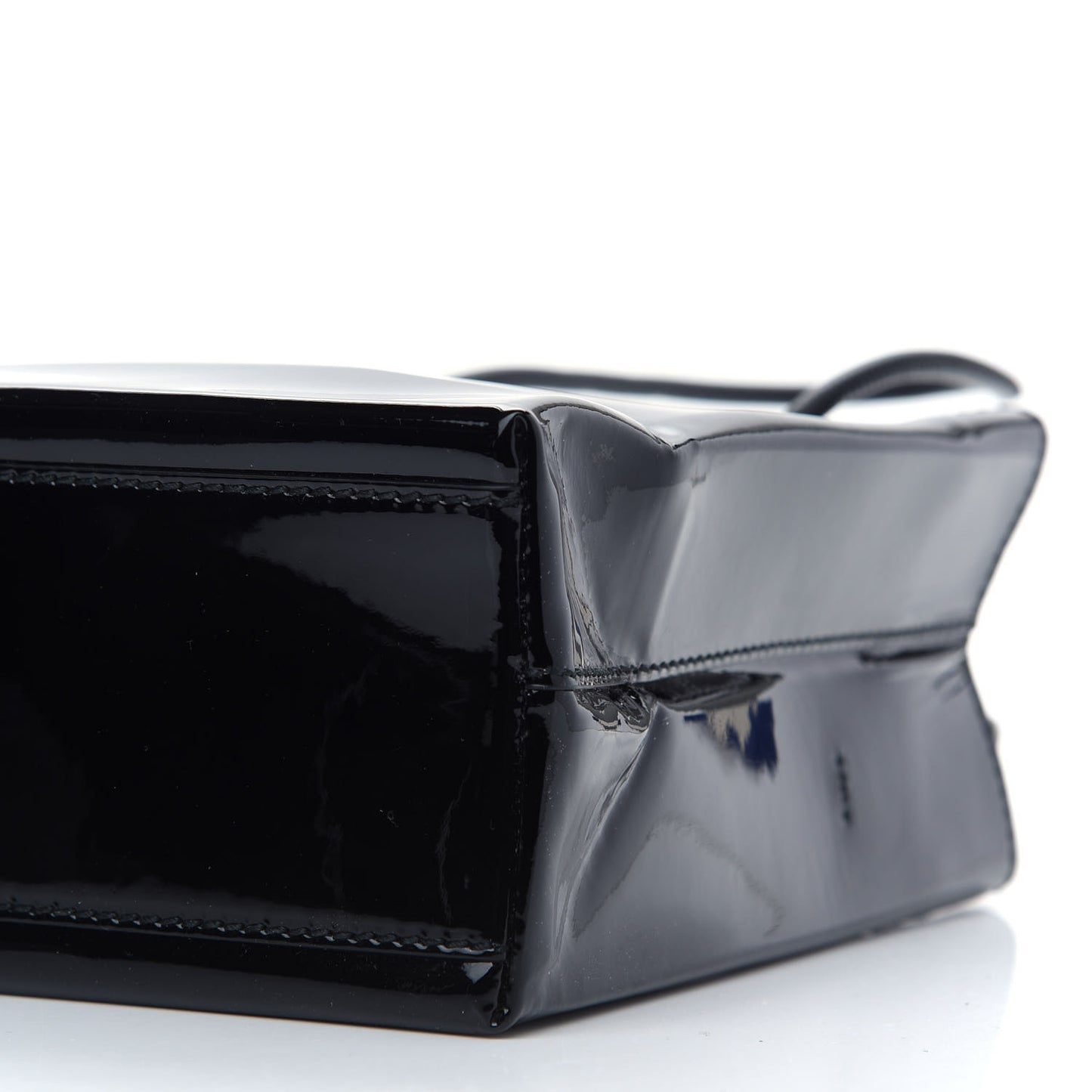 Patent Calfskin Logo Shopping Tote XXS Black
