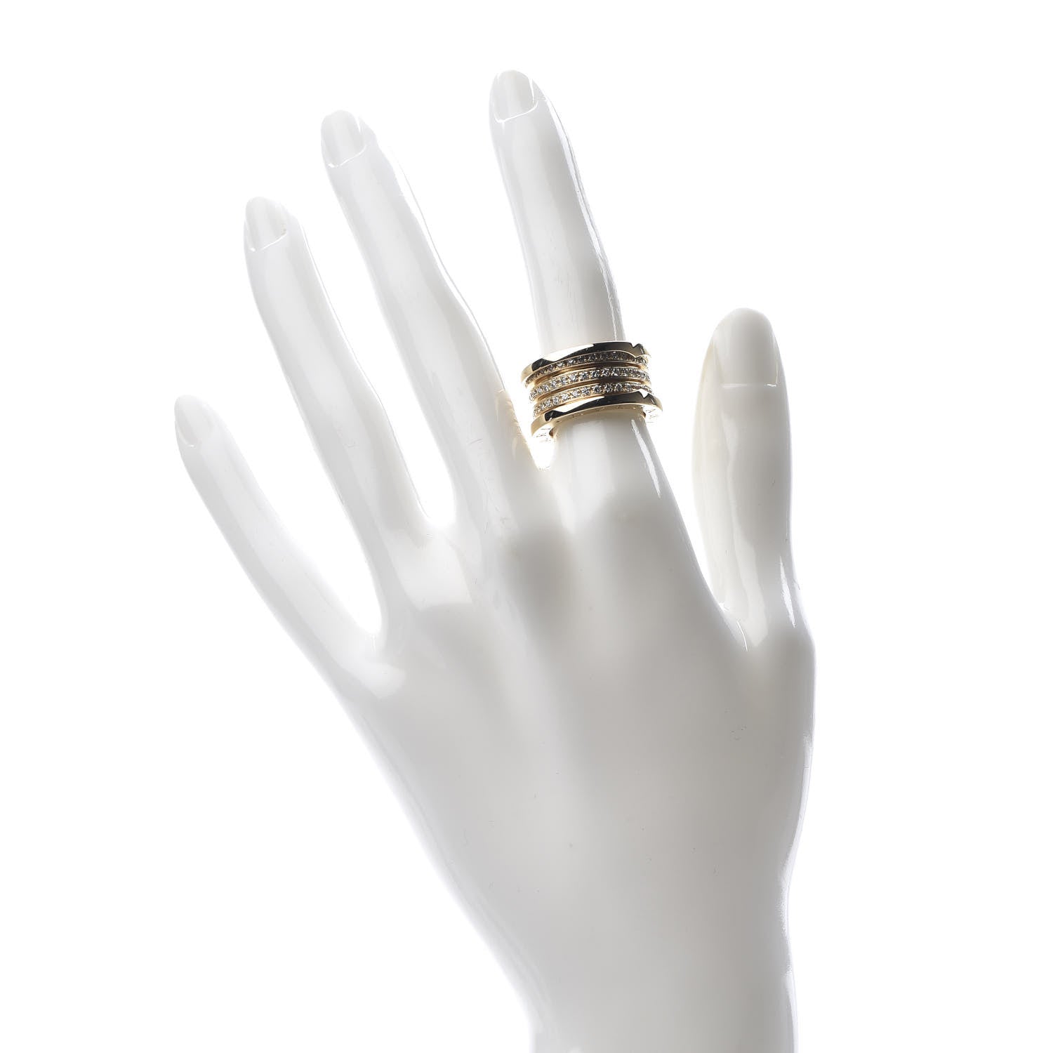 Bulgari 18K Yellow Gold Diamond B.Zero1 Four-Band Pave Ring 50 5.25 2 of 5