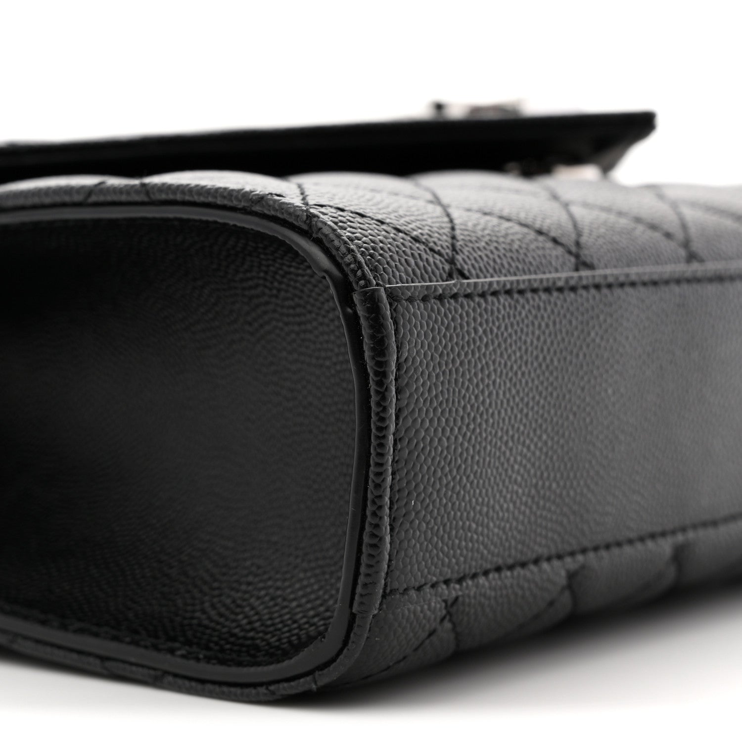Saint Laurent Grain De Poudre Textured Mixed Matelasse Triquilt Medium Monogram Satchel Black 9 of 11