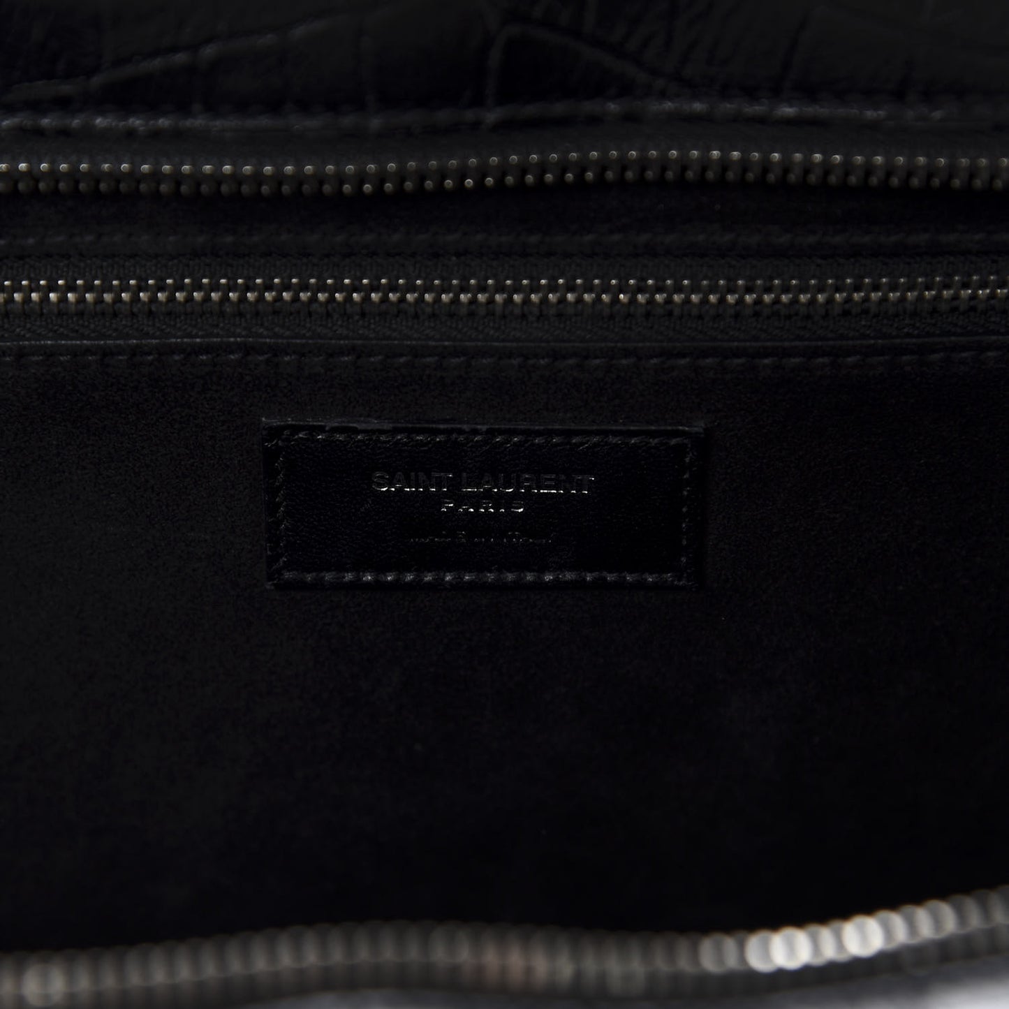 Calfskin Crocodile Embossed Medium Cabas Rive Gauche Black