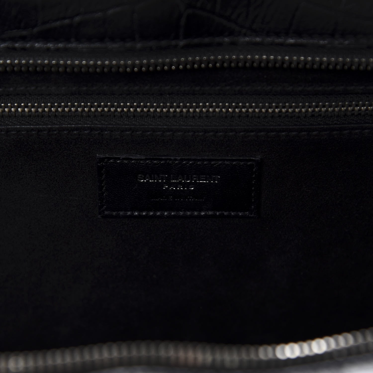 Saint Laurent Calfskin Crocodile Embossed Medium Cabas Rive Gauche Black 9 of 11