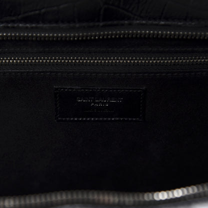 Saint Laurent Calfskin Crocodile Embossed Medium Cabas Rive Gauche Black 9 of 11