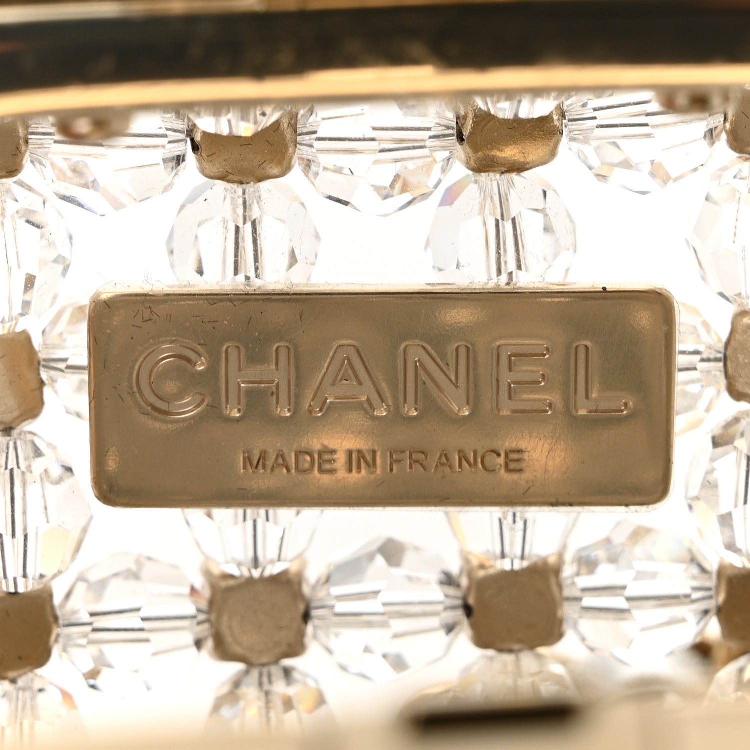 Chanel Metal Bead Crystal Minaudiere CC Mini Evening Bag Gold Multicolor 6 of 11