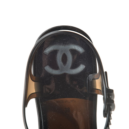 Chanel Jelly Camellia Thong Sandals 38 Black 7 of 8