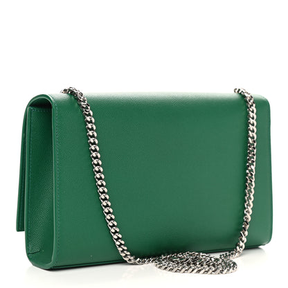 Saint Laurent Grain De Poudre Medium Classic Monogram Kate Satchel Green 2 of 10