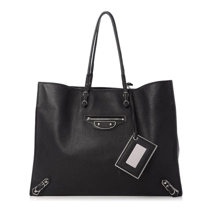 Balenciaga Grained Calfskin Silver Metallic Edge Hardware Papier A4 Tote Black 1 of 15