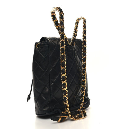 Chanel Lambskin Quilted Drawstring Backpack Black 3 of 12