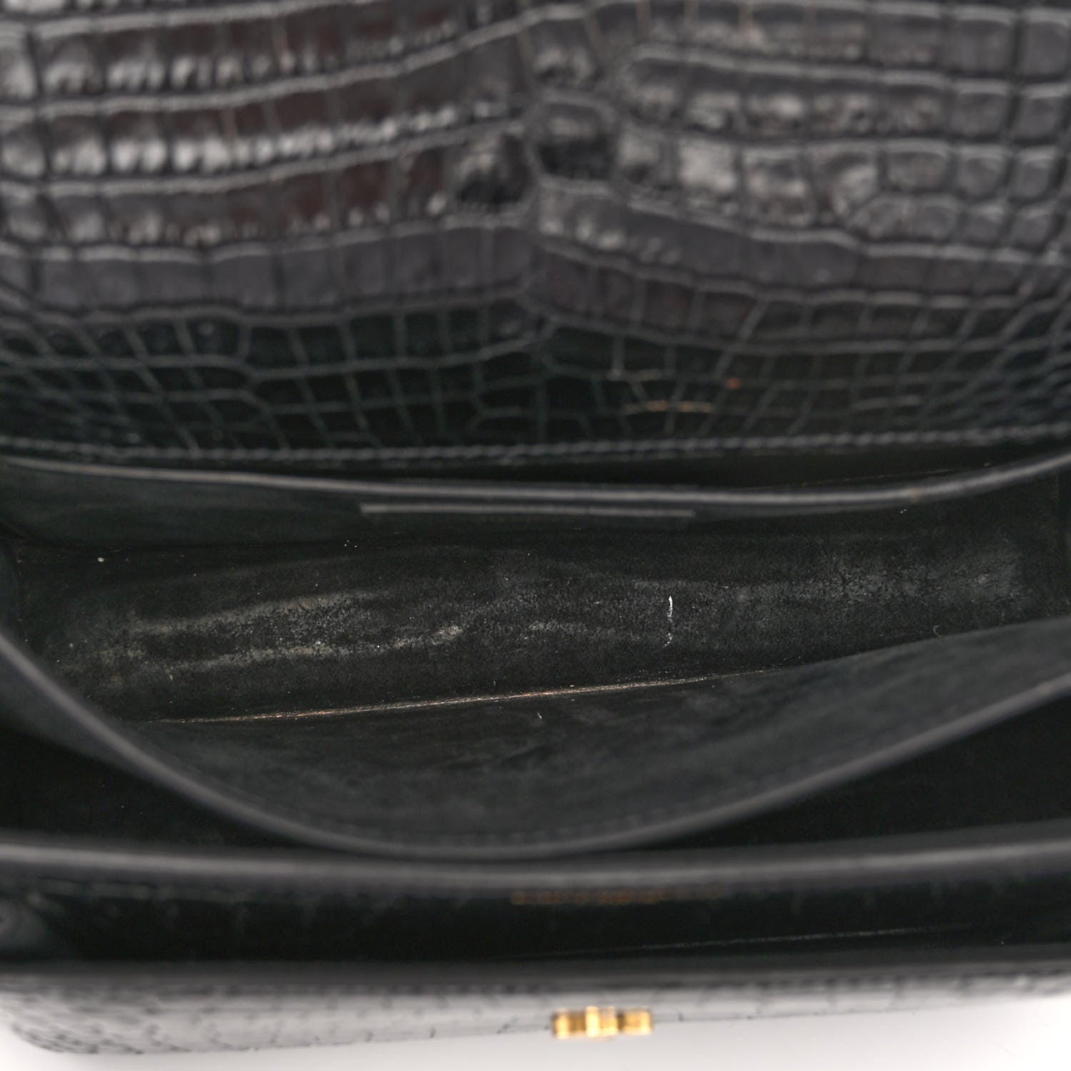 Saint Laurent Calfskin Crocodile Embossed Medium Monogram Sunset Black 5 of 10