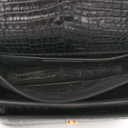 Saint Laurent Calfskin Crocodile Embossed Medium Monogram Sunset Black 5 of 10