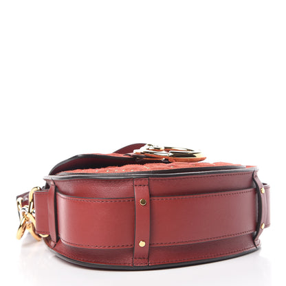 Chloe Suede Calfskin Quilted Embroidered Small Tess Bag Reddish Brown 5 of 8