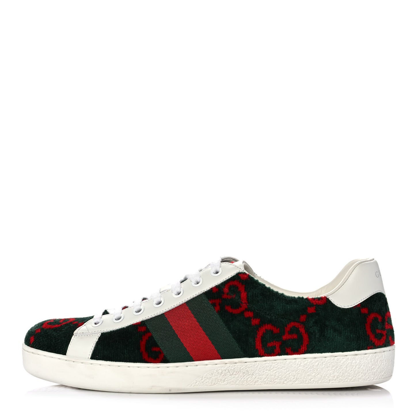 Covered Wool Big GG Monogram Mens Sneakers 9 Green Red