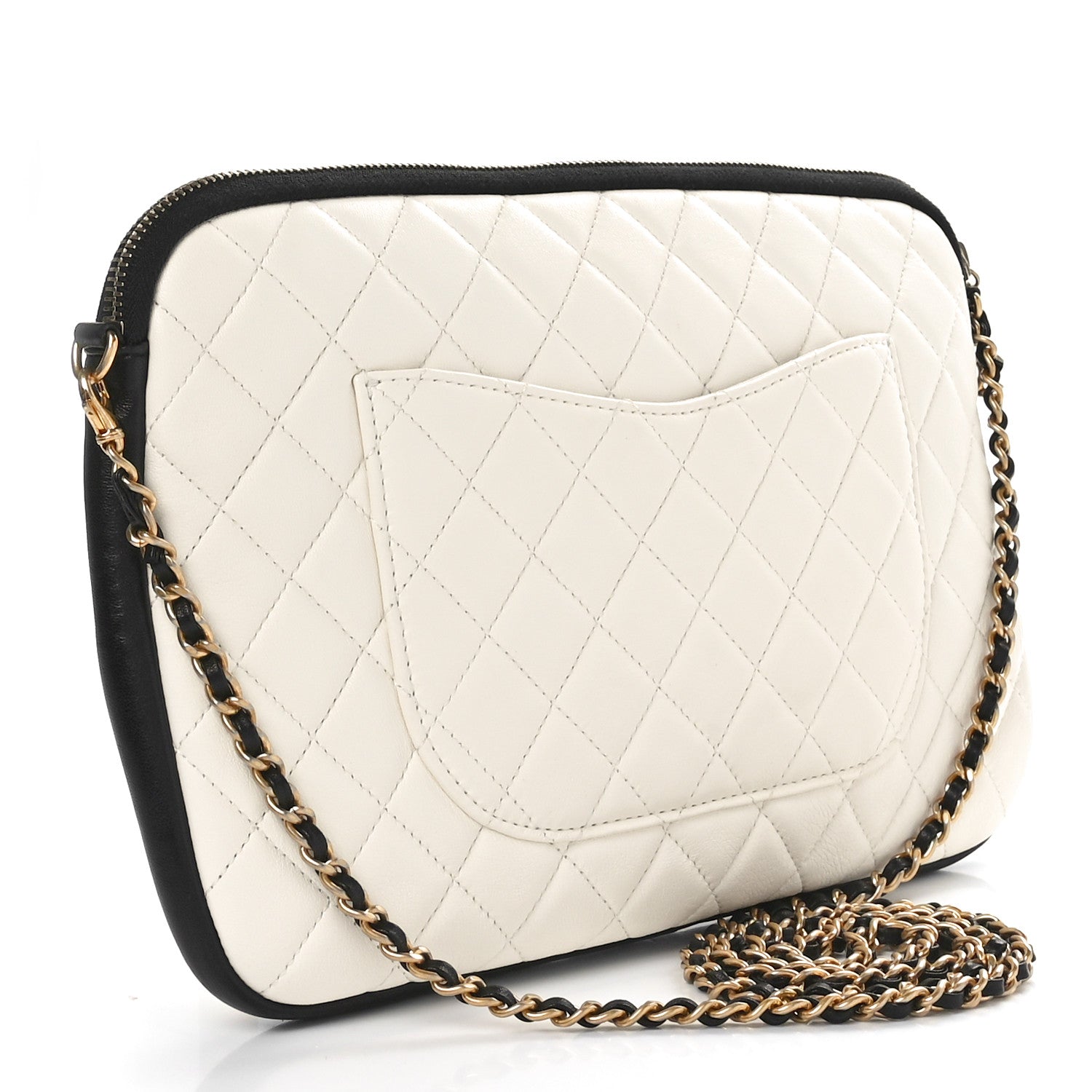 Chanel Lambskin Quilted Medium Girl Shoulder Bag White Black 3 of 10