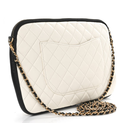 Chanel Lambskin Quilted Medium Girl Shoulder Bag White Black 3 of 10