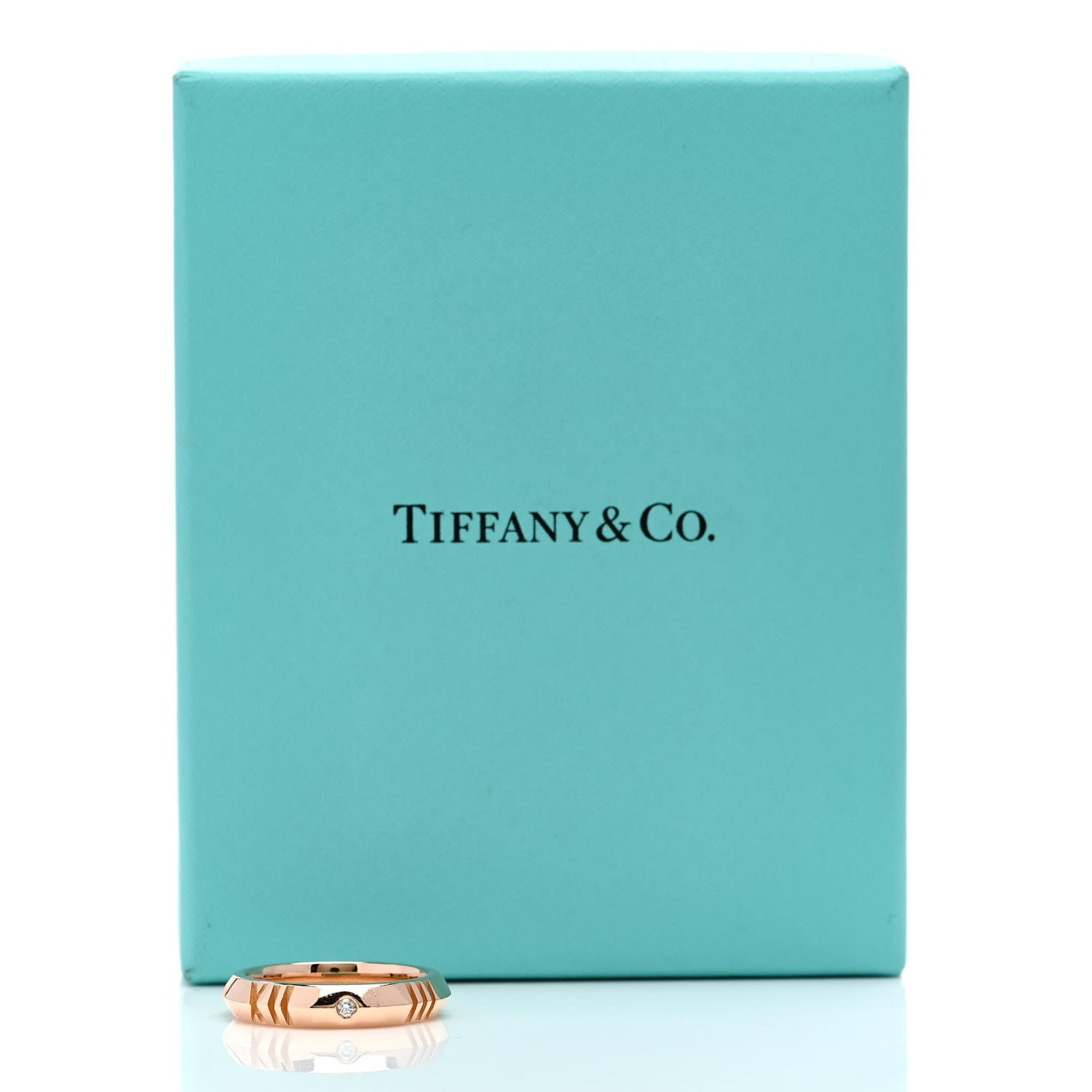 Tiffany 18K Rose Gold Diamond Narrow Atlas X Closed Ring 57 8 6 of 6