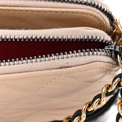 Chanel Aged Calfskin Quilted Small Gabrielle Clutch With Chain Beige Black 12 of 17