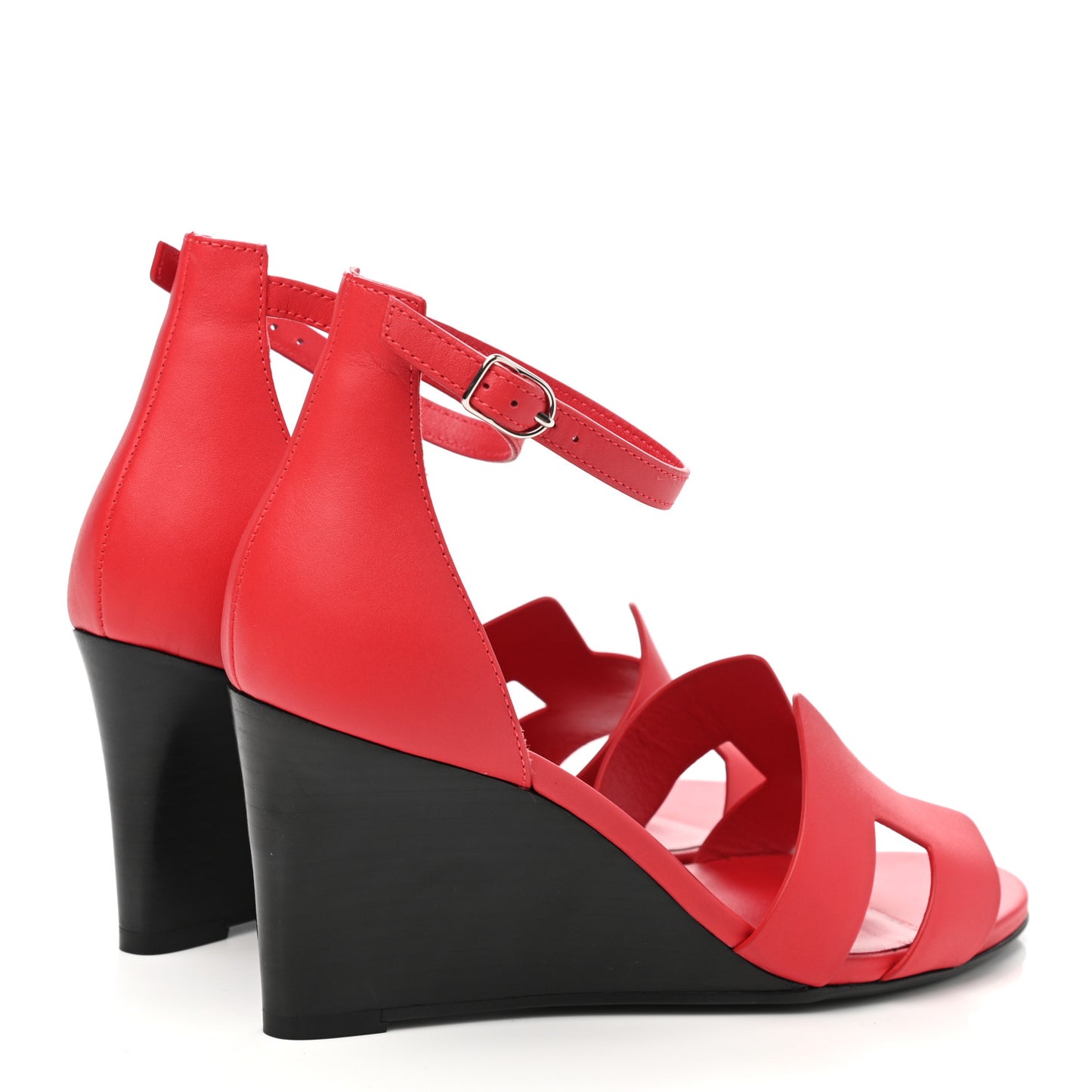 Calfskin Legend Wedge Sandals 38 Rose Cotinga