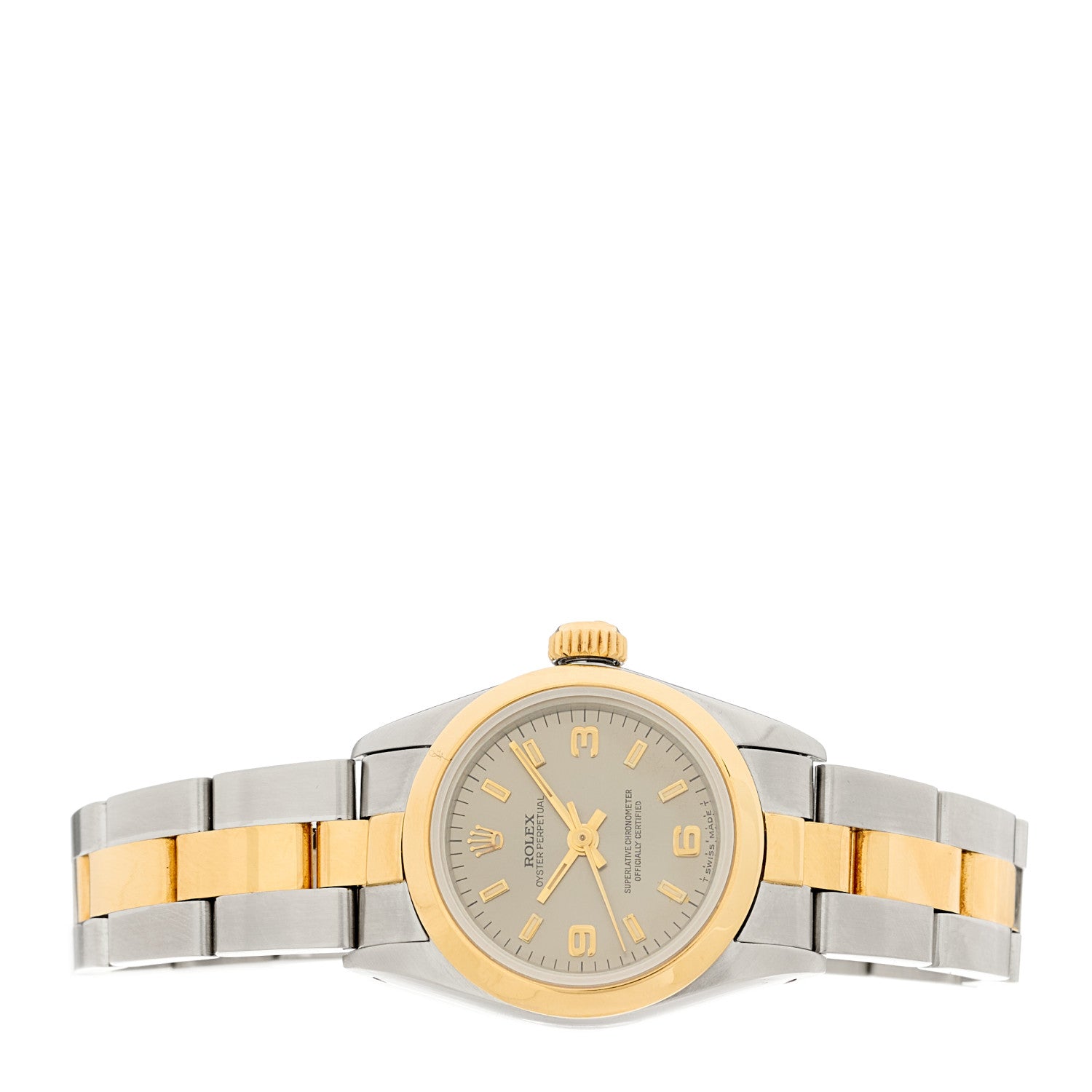 Rolex Stainless Steel 18K Yellow Gold 26mm Oyster Perpetual Watch Silver 67183 2 of 4