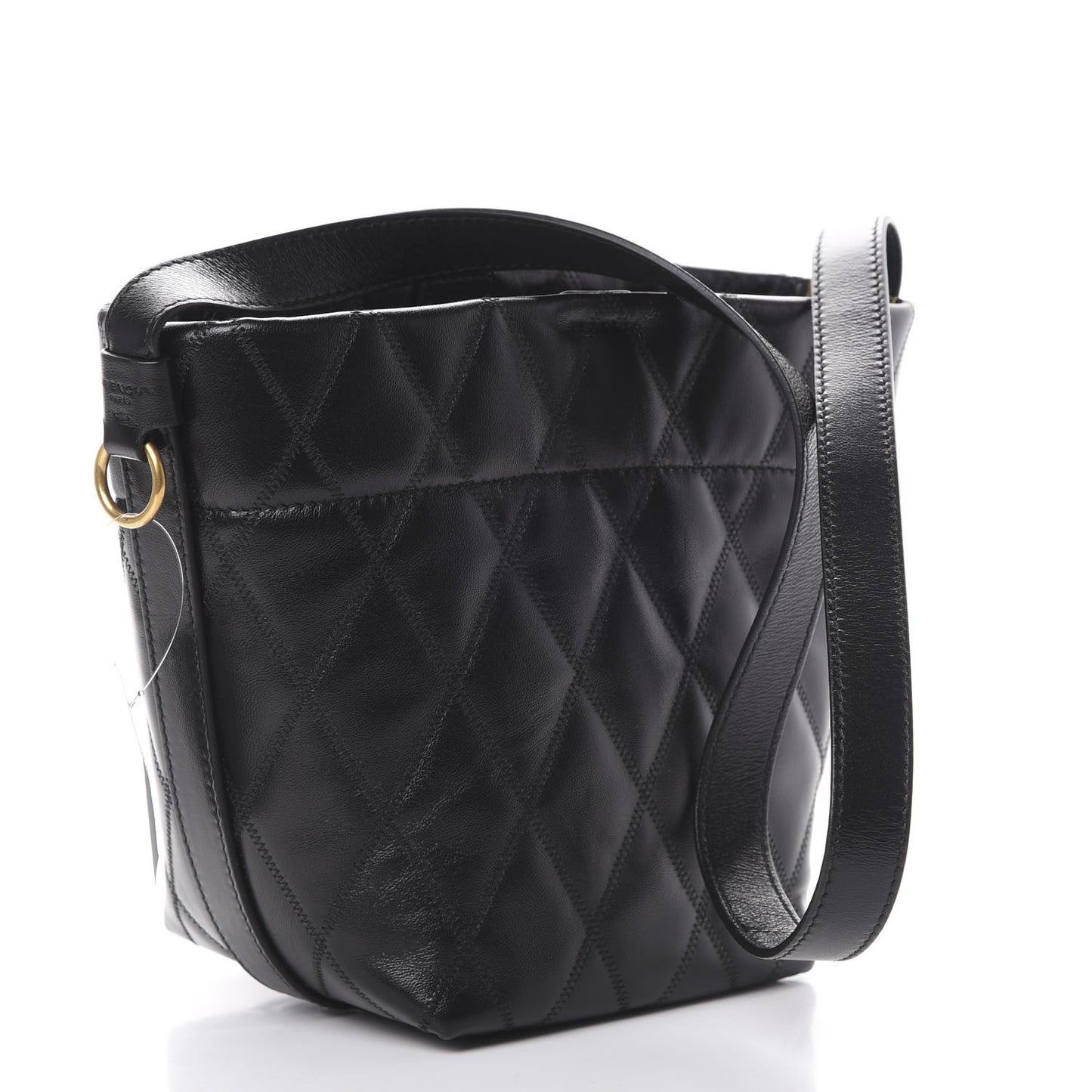 Lambskin Quilted Mini GV Bucket Bag Black