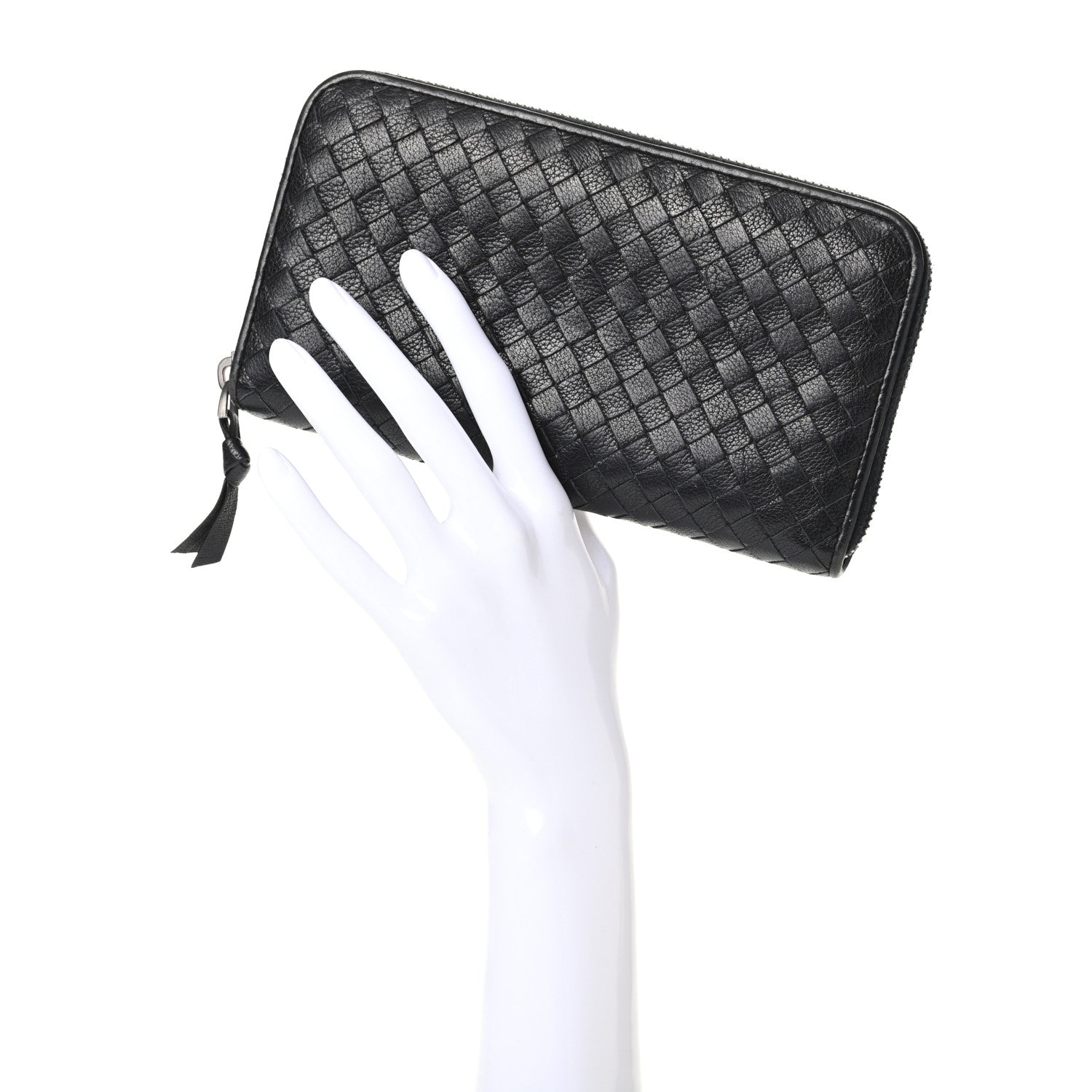 Bottega Veneta Goatskin Intrecciato Zip Around Wallet Black 2 of 6