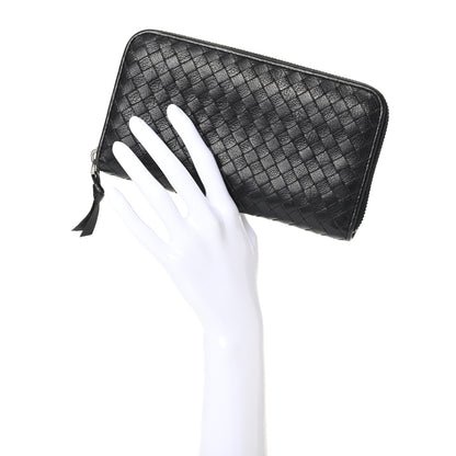 Bottega Veneta Goatskin Intrecciato Zip Around Wallet Black 2 of 6