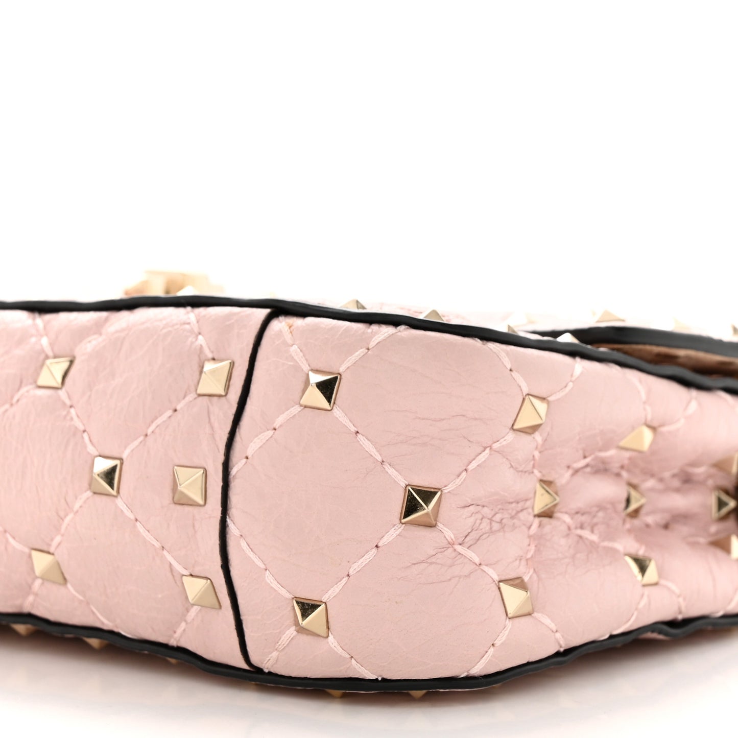 Nappa Small Rockstud Spike Shoulder Bag Water Rose